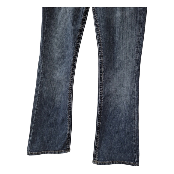 Y2k Boot Cut Med Wash Jeans Embroidered Flap Pocket Relaxed Denim Low Rise SZ 11 - Picture 7 of 12